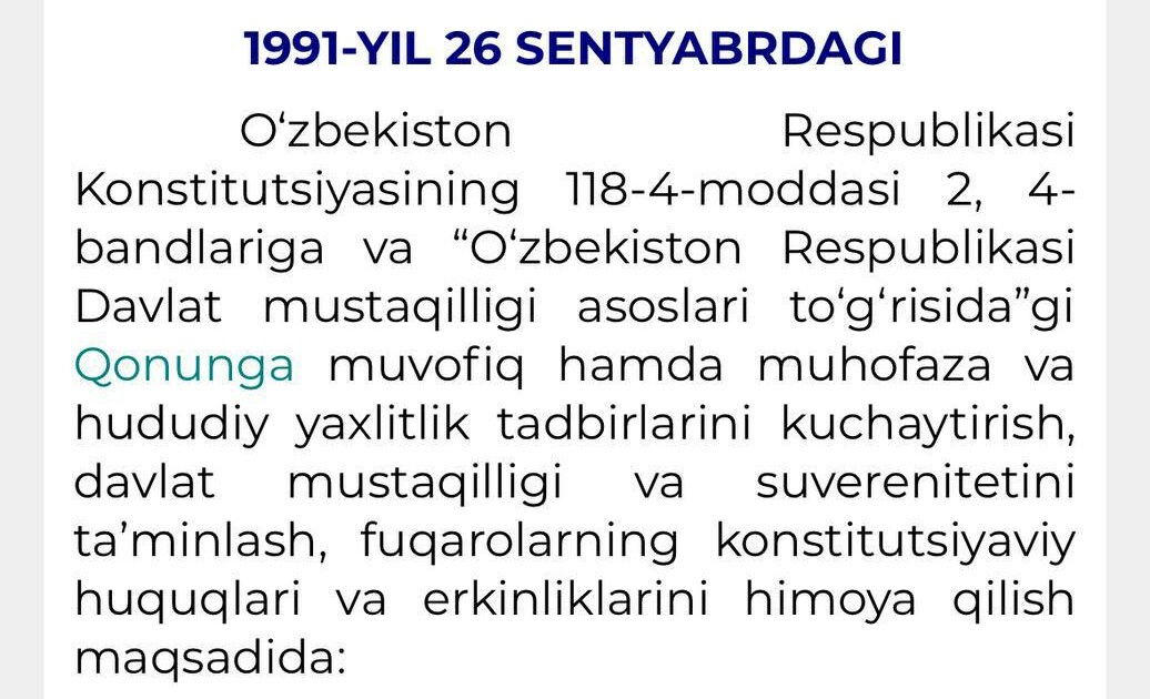 26-sentyabr — Davlat xavfsizlik xizmati organlari xodimlari kuni