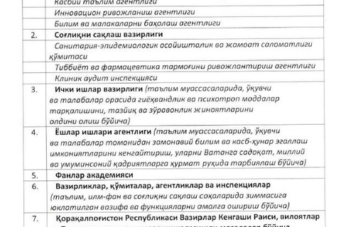 Ta’lim va ilm-fan vaziriga biriktirilgan tashkilotlar ro‘yxati tasdiqlandi